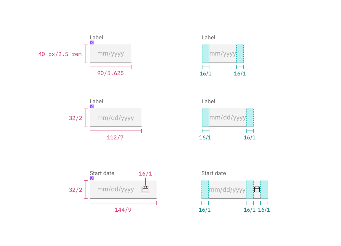 Structure for simple and single date pickers